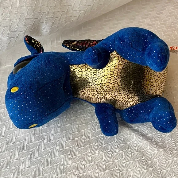 Ty Saffire Dragon Plush Blue Meallic Gold 9 in. Fantasy Cute Colorful - Picture 6 of 8